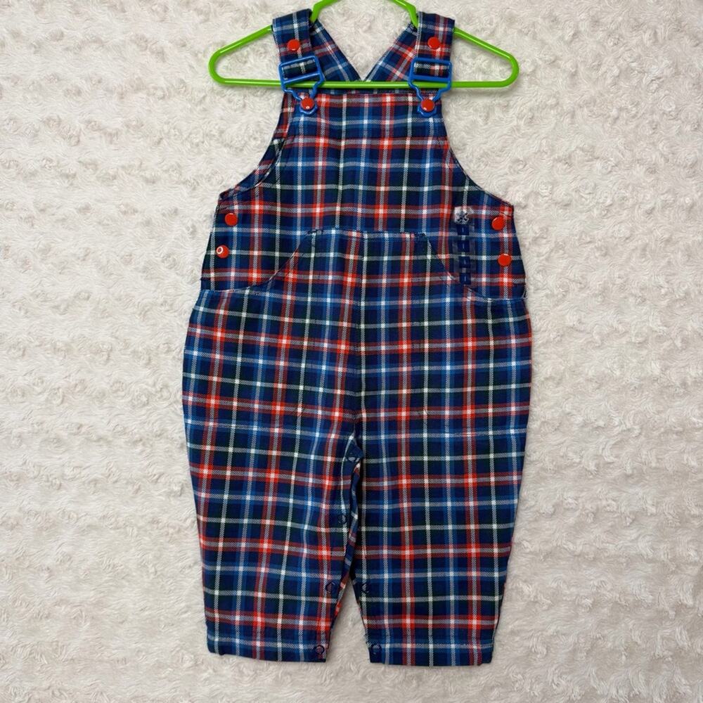 NWT Gymboree Plaid overalls cross country line rainbow tag 6-12 months 1997